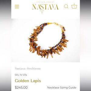$245 New Nastava Branch Lapis Lazuli Gold Coral Spacers